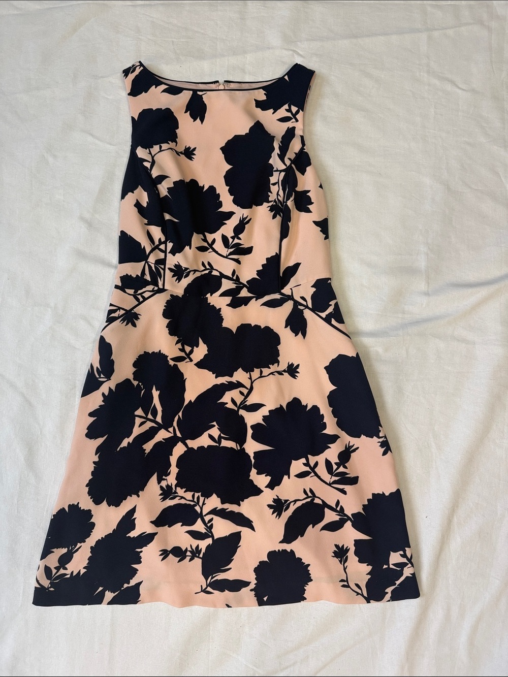 The Limited Sleeveless Pink Floral A-Line Dress with Navy Print